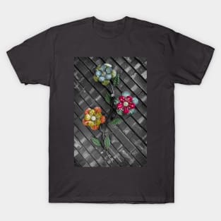 Wall Flowers on Gray Brick T-Shirt